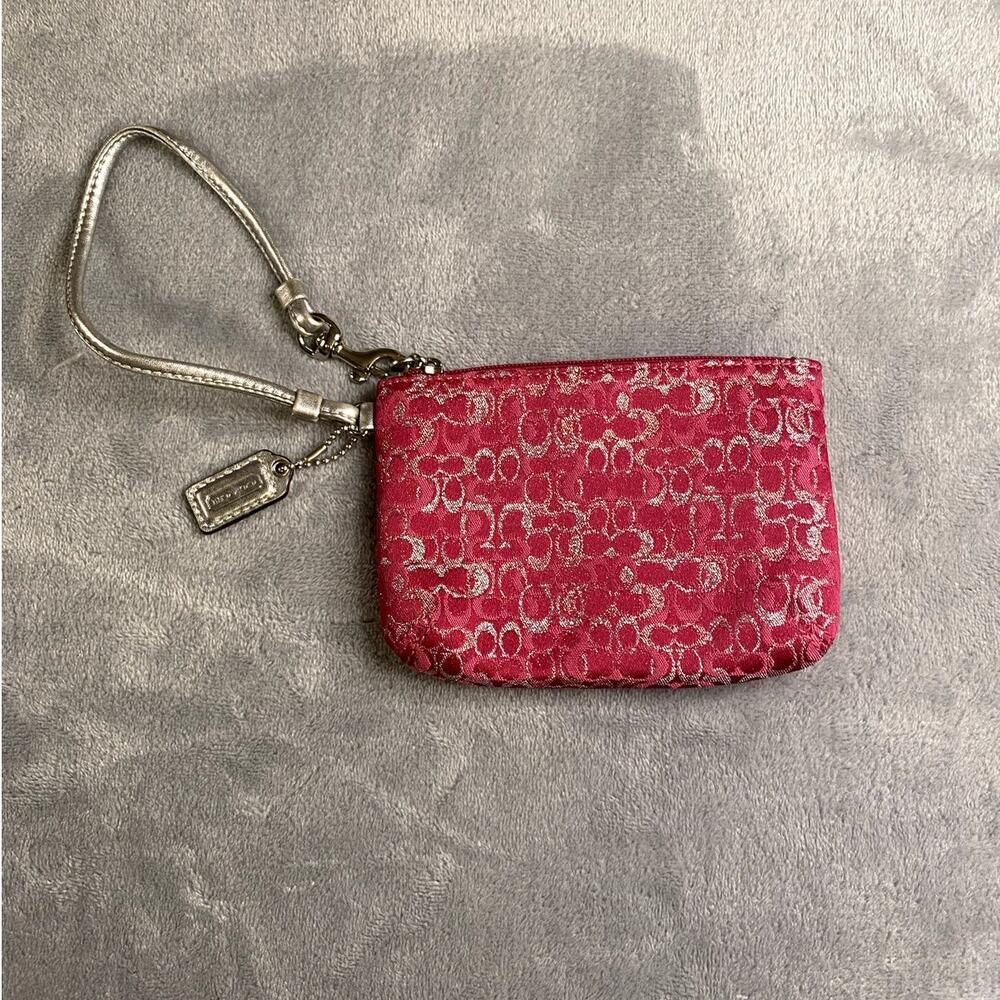 Coach Mini Signature Optic Lurex Small Wristlet - New Without Tags